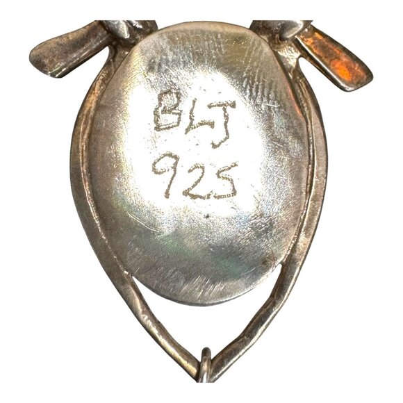 Signed BLJ Dalmation Jasper Handmade Sterling Silver Pendant W Black White Stone - Picture 4 of 6